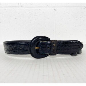 Alcott & Andrews Vintage Ladies‎ Belt Black Alligator Leather Womens